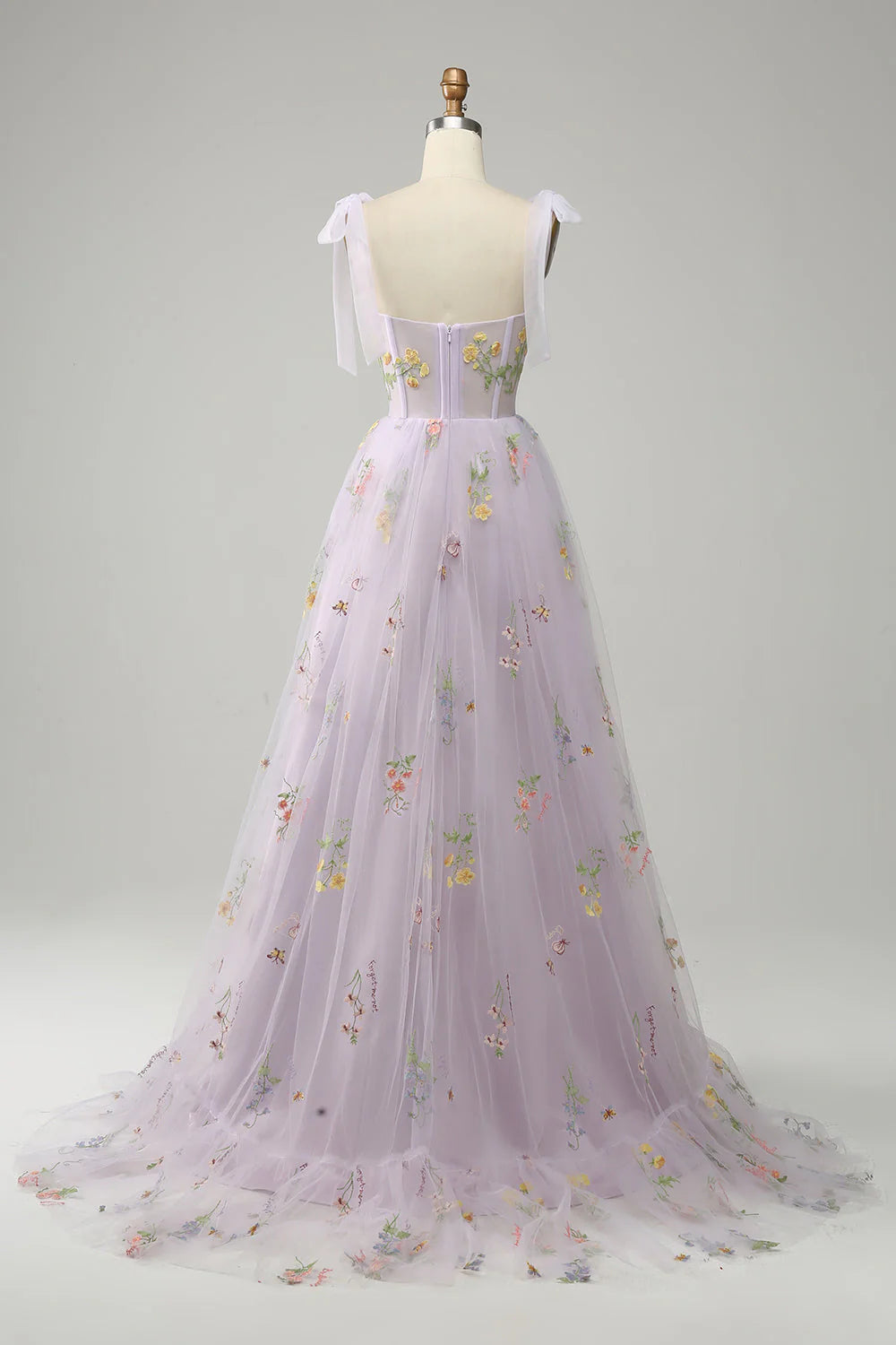 Lilac Embroidery Corset Long Full Of Charm Prom Dress